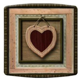 Interrupteur décoré coeur rouge et bois