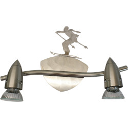 Spot 2 lampes acier brossé - Skieur schuss | Sans interrupteur