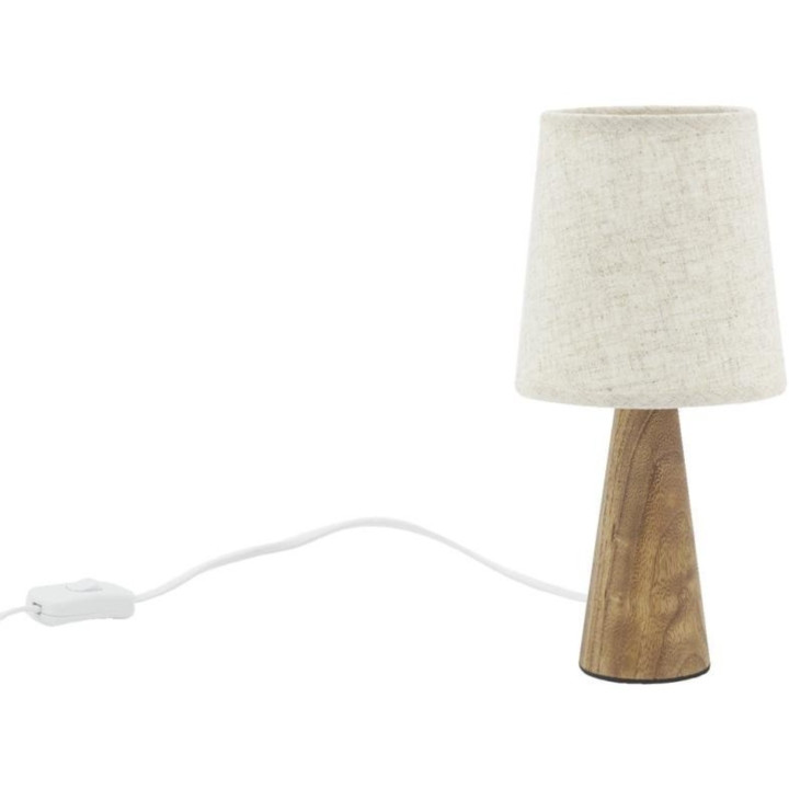 Lampe bois abat-jour chiné