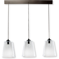 Rampe metal noir 3 lampes abat jour verre diane - 22x25 | Abat jour aurore