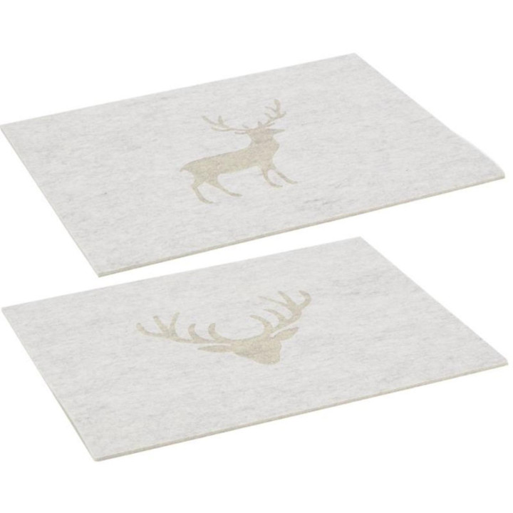 Lot de 6 sets de table feutrine cerf
