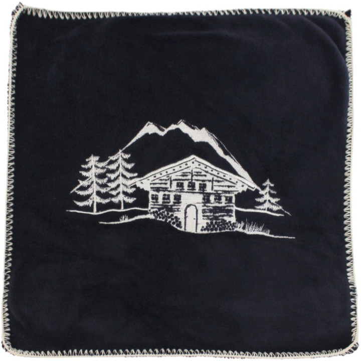 Housse de coussin polaire Chalet d'alpage charbon