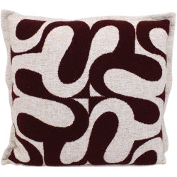 Coussin motifs - Prune/blanc