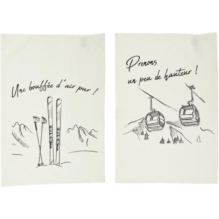 Set de 2 torchons ski/téléphérique