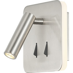 Applique carrée liseuse avec interrupteurs - Satin nickel
