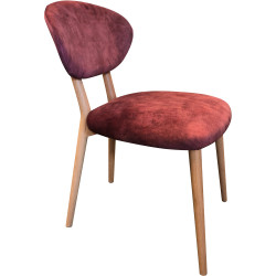 Chaise toro pieds bois - Chêne e11 / genova bordeaux | 48x81x60 | Sans accoudoirs