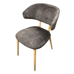 Chaise toro pieds bois - Chêne e11 / genova grey | 55x81x60 | Avec accoudoirs