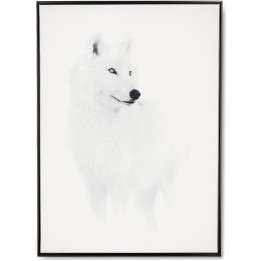 Tableau loup blanc avec encadrement noir