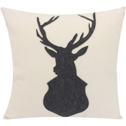Coussin cocoon - Ecru uni cerf gris