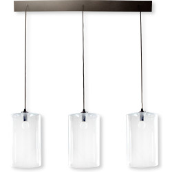 Rampe metal noir 3 lampes abat jour verre diane - 20x30 | Abat jour cylindre