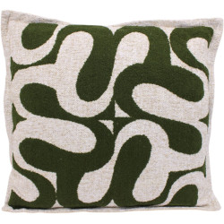 Coussin motifs - Kaki/blanc