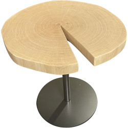 Guéridon rond en chêne et métal - 40x45x40